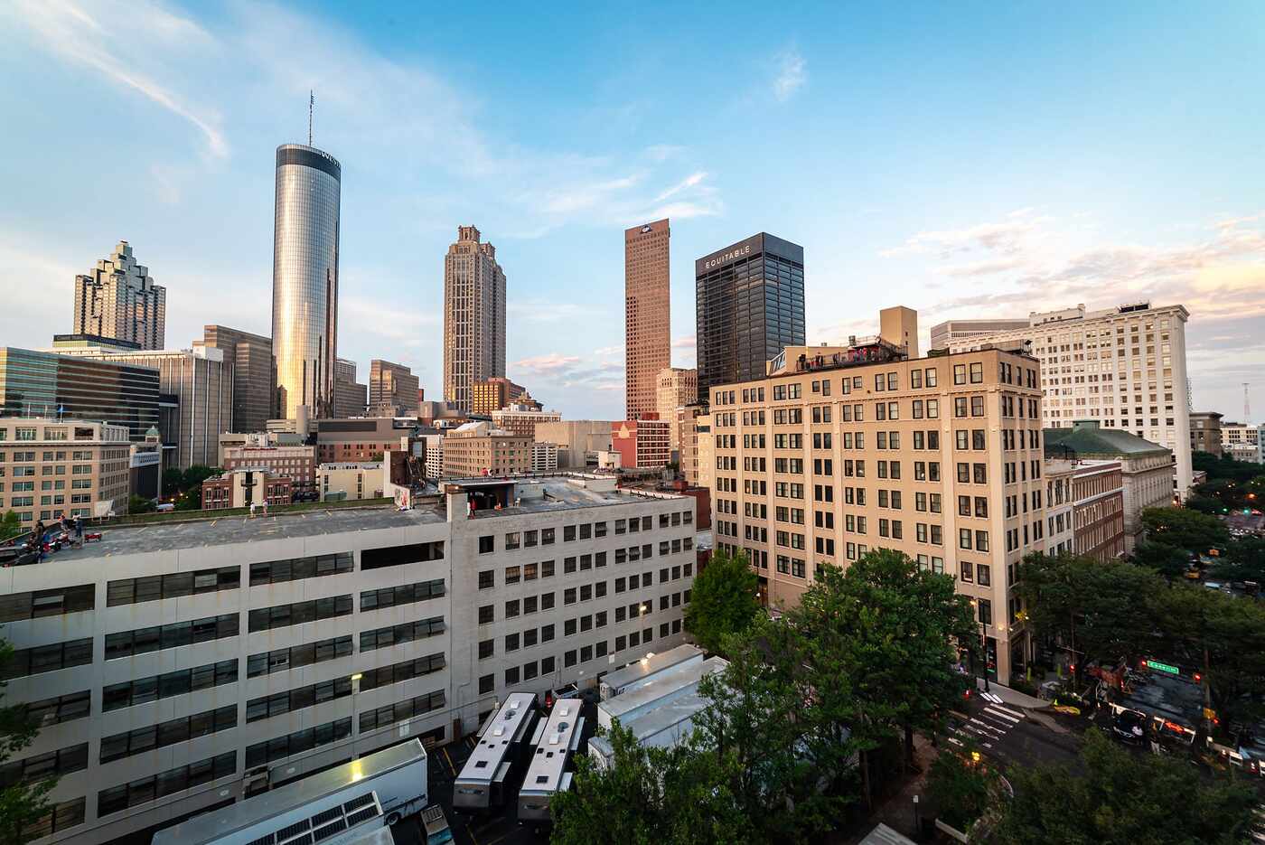 The downtown Atlanta skyline on a clear day